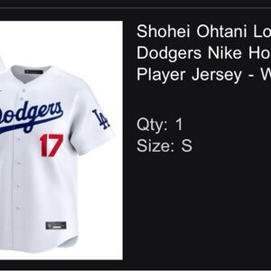 BRAND NEW Shohei Ohtani #17 Dodgers Nike Limited Jersey – Size Small